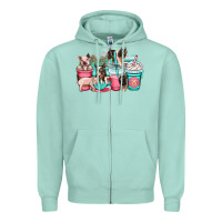 Seafoam pig coffee cups Zipper Hoodie - OliviaCreatesArt