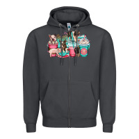 Smoke pig coffee cups Zipper Hoodie - OliviaCreatesArt