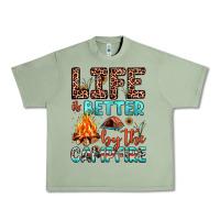 Oil Green life is better by the campfire Urban Heavy Tee - JahusDesignShop