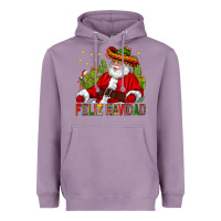 Lavender Feliz Navidad Santa With Cactus Heavyweight Hoodie - BundleAndBundleShop