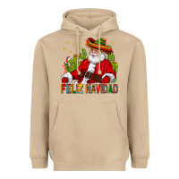 Mushroom Feliz Navidad Santa With Cactus Heavyweight Hoodie - BundleAndBundleShop
