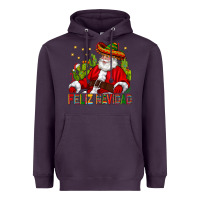 Plum Feliz Navidad Santa With Cactus Heavyweight Hoodie - BundleAndBundleShop