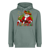 Sage Feliz Navidad Santa With Cactus Heavyweight Hoodie - BundleAndBundleShop