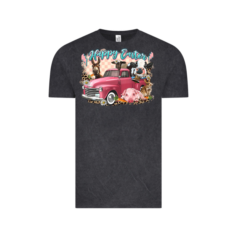 Happy Easter Truck With Easter Farm Animals Vintage Tee by LillyAllenDesigns | Teevron