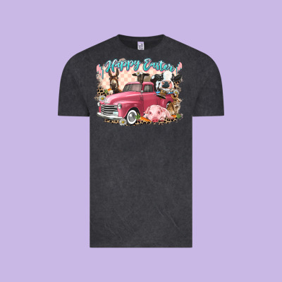 Happy Easter Truck With Easter Farm Animals Vintage Tee Designed By Lillyallendesigns