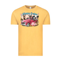 Vintage Mustard Happy Easter truck with Easter farm animals Vintage Tee - LillyAllenDesigns