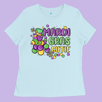 Mardi Gras Cutie Ladies Tee Designed By Maliassmallbusiness