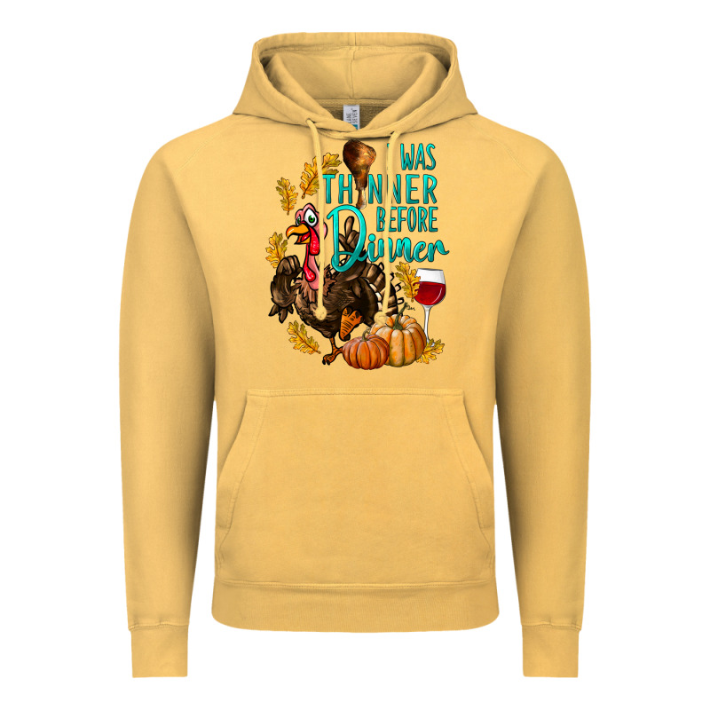I Was Thinner Before Dinner Turkey Thanksgiving Vintage Hoodie by LillyAllenDesigns | Teevron