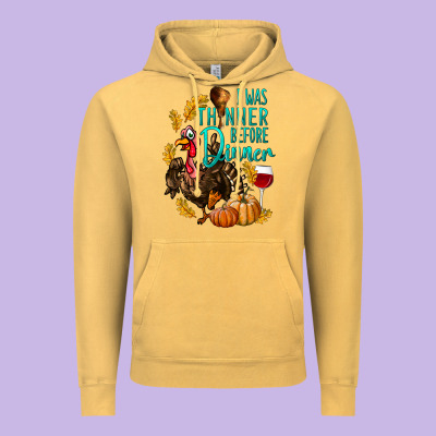 I Was Thinner Before Dinner Turkey Thanksgiving Vintage Hoodie Designed By Lillyallendesigns