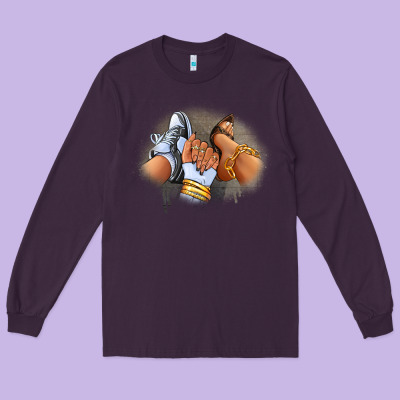 Sneaker And Heel Afro Woman Long Sleeve Tee Designed By Ranaportraitstore