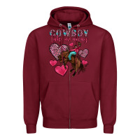 Burgundy cowboy take me away Zipper Hoodie - OliviaCreatesArt