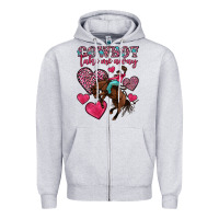 Heather Grey cowboy take me away Zipper Hoodie - OliviaCreatesArt