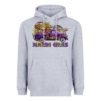 Heather Grey mardi gras skull truck Heavyweight Hoodie - FaDigitalArtStudio