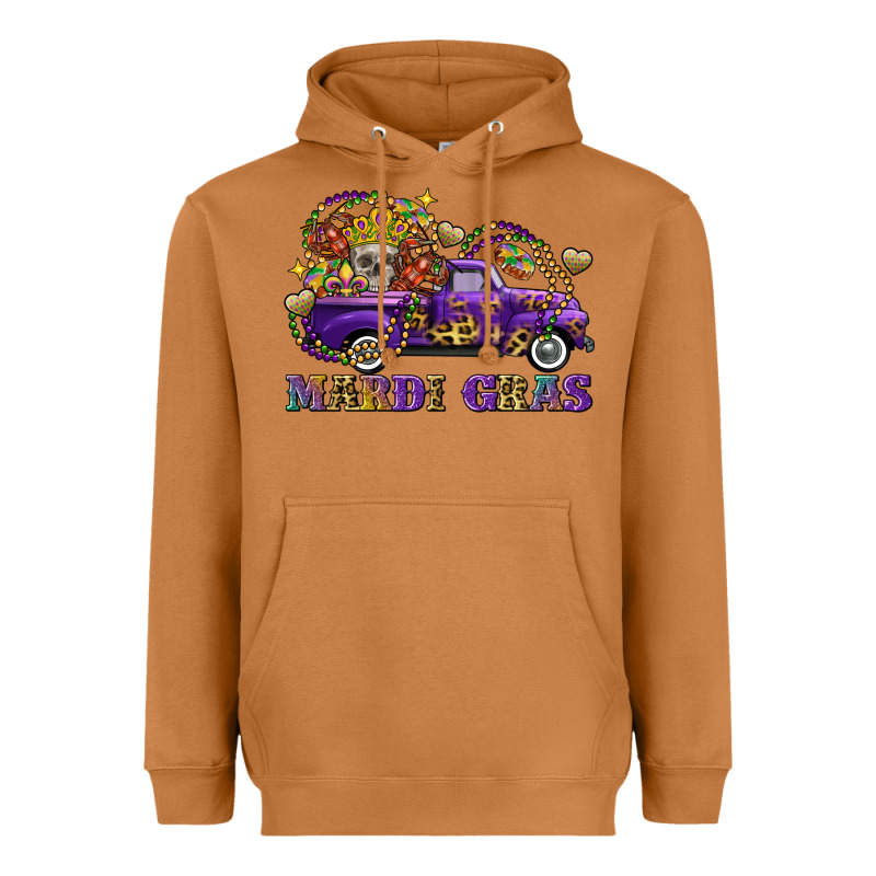 Mardi Gras Skull Truck Heavyweight Hoodie by FaDigitalArtStudio | Teevron