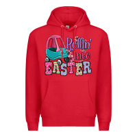 Red Easter Day Rollin into Easter toddler car Premium Hoodie - OliviaCreatesArt