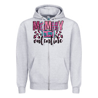 Heather Grey mommy is my valentine Zipper Hoodie - OliviaCreatesArt