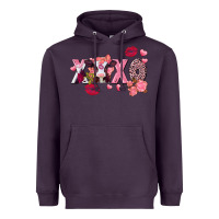Plum Xoxo Baby Cow Valentine's Day Heavyweight Hoodie - FaDigitalArtStudio