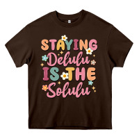 Chocolate Brown staying delulu is the solulu Heavy Core Tee - MaliasSmallBusiness