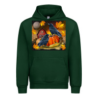 Forest Green Fall Crow Urban Hoodie - LillyAllenDesigns