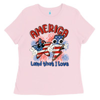 Bubblegum Pink america land that i love Ladies Tee - MaliasSmallBusiness