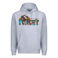 Heather Grey western cowboy hat punchy Premium Hoodie - OliviaCreatesArt