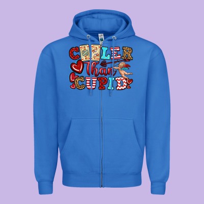 Cooler Than Cupid Zipper Hoodie Designed By Oliviacreatesart