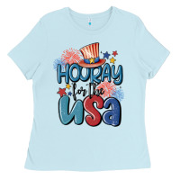 Baby Blue hooray for the usa Ladies Tee - MaliasSmallBusiness