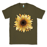 Army Green watercolor sunflower Classic Tee - JahusDesignShop