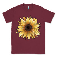 Burgundy watercolor sunflower Classic Tee - JahusDesignShop