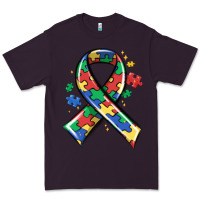 Plum autism puzzle ribbon Premium Tee - MaliasSmallBusiness