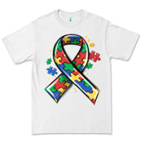 White autism puzzle ribbon Premium Tee - MaliasSmallBusiness