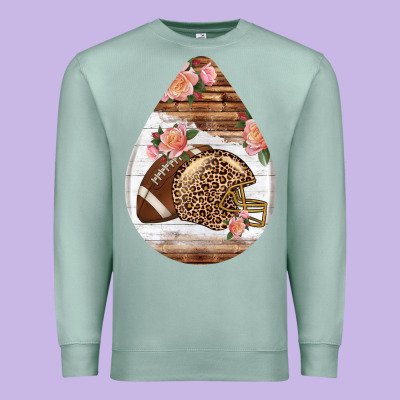 American Football And Western Roses Teardrop Premium Sweatshirt Designed By Bundleandbundleshop