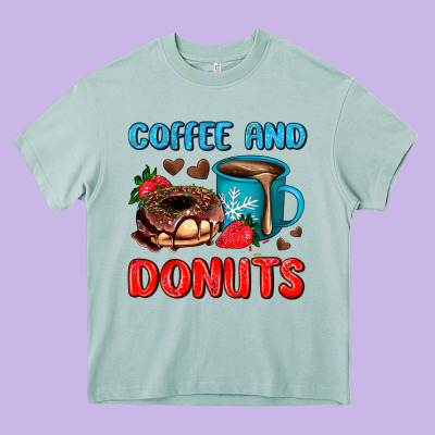 Coffee And Donuts Heavy Core Tee Designed By Adodesignshop