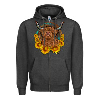 Charcoal Heather cow sunflower leopard Zipper Hoodie - OliviaCreatesArt