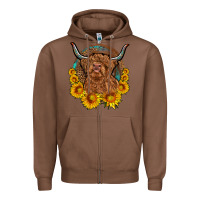 Chestnut cow sunflower leopard Zipper Hoodie - OliviaCreatesArt