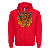 Red cow sunflower leopard Zipper Hoodie - OliviaCreatesArt