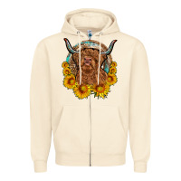 Sandshell cow sunflower leopard Zipper Hoodie - OliviaCreatesArt