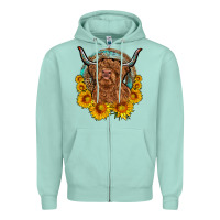 Seafoam cow sunflower leopard Zipper Hoodie - OliviaCreatesArt