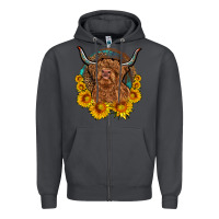 Smoke cow sunflower leopard Zipper Hoodie - OliviaCreatesArt