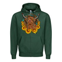 Sports Green cow sunflower leopard Zipper Hoodie - OliviaCreatesArt