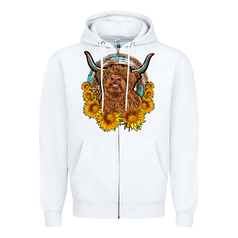 Cow Sunflower Leopard Zipper Hoodie by OliviaCreatesArt | Teevron