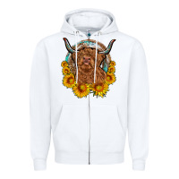 White cow sunflower leopard Zipper Hoodie - OliviaCreatesArt