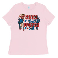 Bubblegum Pink chill the fourth out malia Ladies Tee - MaliasSmallBusiness