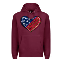 Burgundy leopard with american flag Premium Hoodie - RanaPortraitStore