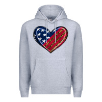 Heather Grey leopard with american flag Premium Hoodie - RanaPortraitStore