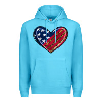 Ocean Blue leopard with american flag Premium Hoodie - RanaPortraitStore