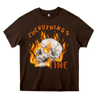 Chocolate Brown everything's fine Heavy Core Tee - MaliasSmallBusiness