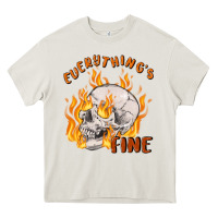 Cream everything's fine Heavy Core Tee - MaliasSmallBusiness
