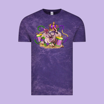 Mardi Gras Pig Vintage Tee Designed By Lillyallendesigns