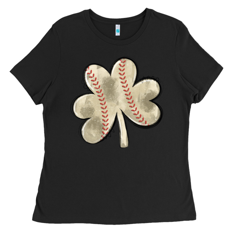 Baseball Distressed Shamrock Ladies Tee by MaliasSmallBusiness | Teevron